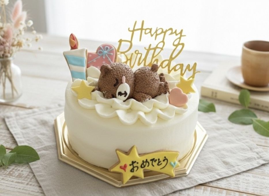 lovelyベアー純生苺ショート 選べるアイシングクッキーケーキ 5号 選んで楽しい！！  ギフトに最適 1