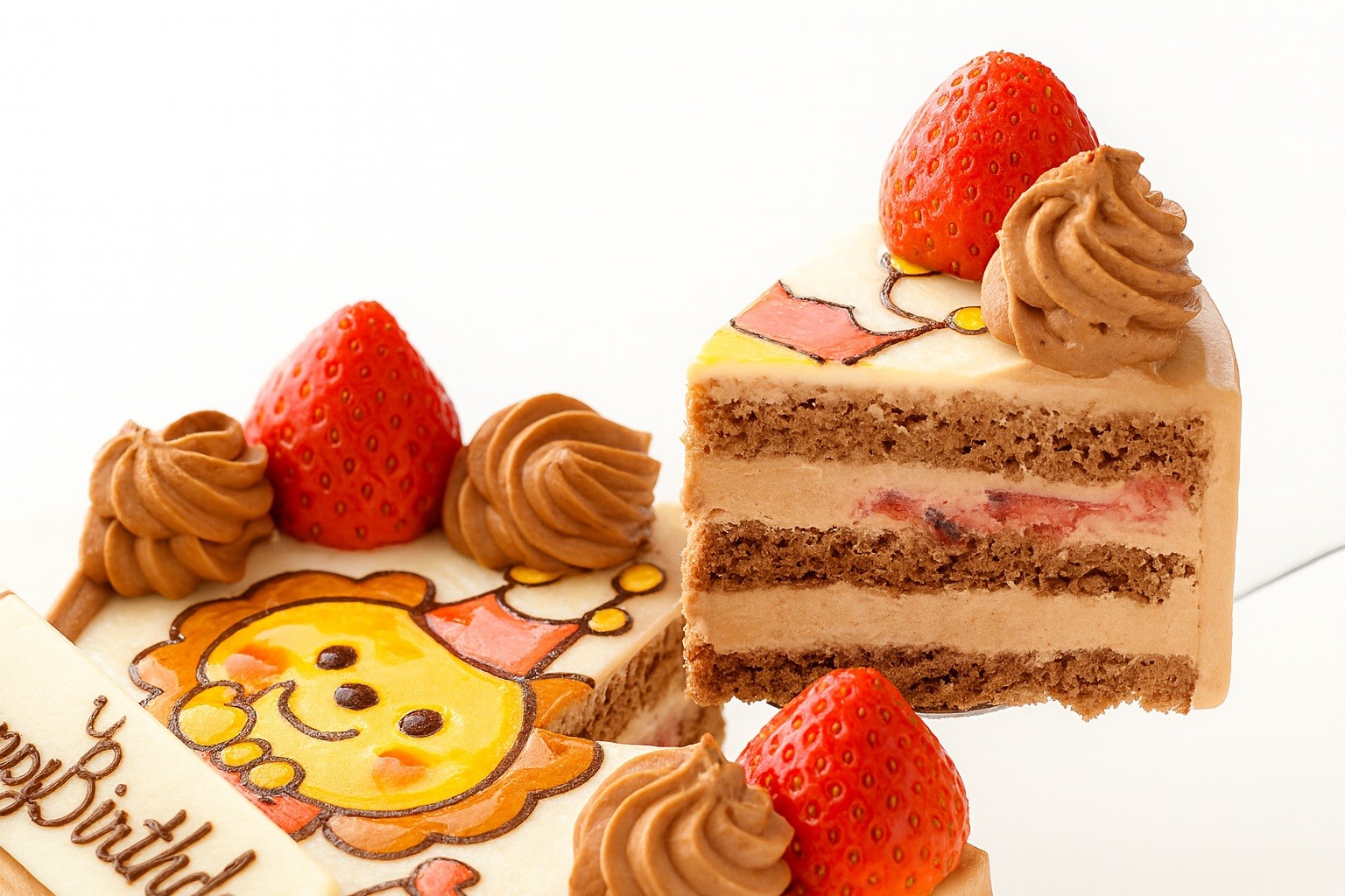 安心美味宣言】純生チョコケーキ苺ショート イラストケーキ 4号 12cm