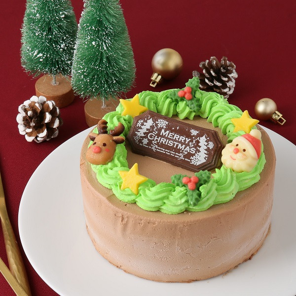 美味宣言】生チョコ クリスマスリースセンイルケーキ 5号 15cm