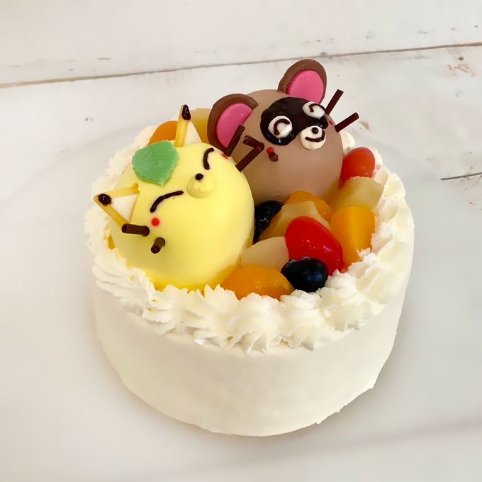 【どうぶつケーキ】きつねとたぬきの立体ケーキ 5号 15cm 4