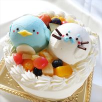 【どうぶつケーキ】ペンギンとアザラシの立体ケーキ 5号 15cm
