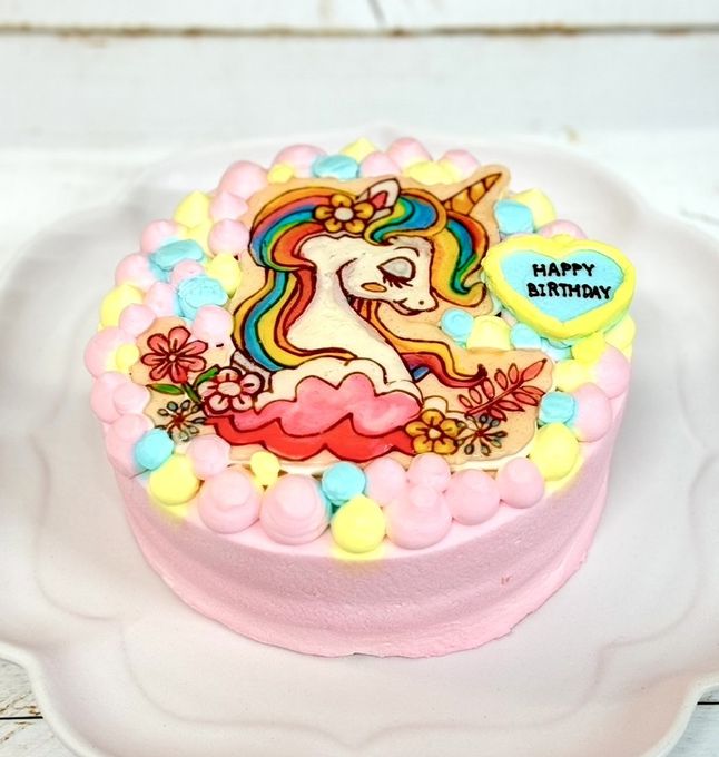 カラーが選べる イラスト生クリームデコケーキ 4号 12cm 4