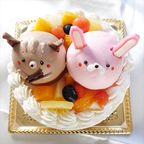 【どうぶつケーキ】ウサギとリスの立体ケーキ 5号 15cm 4