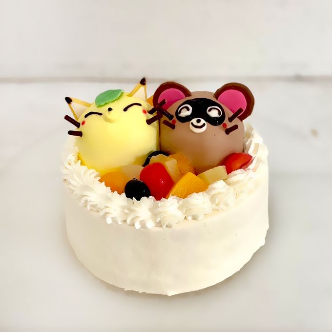【どうぶつケーキ】きつねとたぬきの立体ケーキ 5号 15cm 2