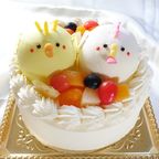 【どうぶつケーキ】にわとりとひよこの立体ケーキ 5号 15cm 2