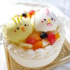 【どうぶつケーキ】にわとりとひよこの立体ケーキ 5号 15cm 3