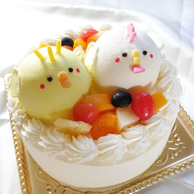 【どうぶつケーキ】にわとりとひよこの立体ケーキ 5号 15cm 3