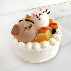 【どうぶつケーキ】わんにゃん立体ケーキ 5号 15cm 4