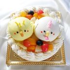 【どうぶつケーキ】にわとりとひよこの立体ケーキ 5号 15cm 4