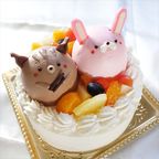 【どうぶつケーキ】ウサギとリスの立体ケーキ 5号 15cm 3