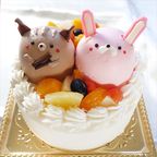 【どうぶつケーキ】ウサギとリスの立体ケーキ 5号 15cm 2