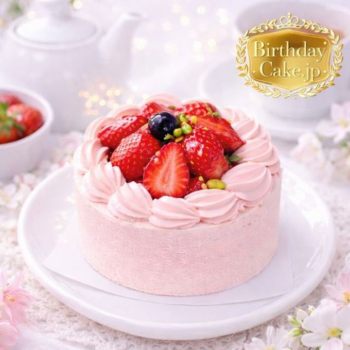 NEW ピンク色の純生クリーム苺ケーキ6号 半解凍でとろける（室温で半解凍していただくと、外はふんわり、中はひんやりとした食感をお楽しみいただけます）北海道純生クリーム・小麦粉・ 1
