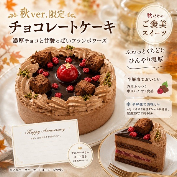 フランボワーズ.NEW チョコレートケーキ 3号 ベルギー産チョコ 半解凍