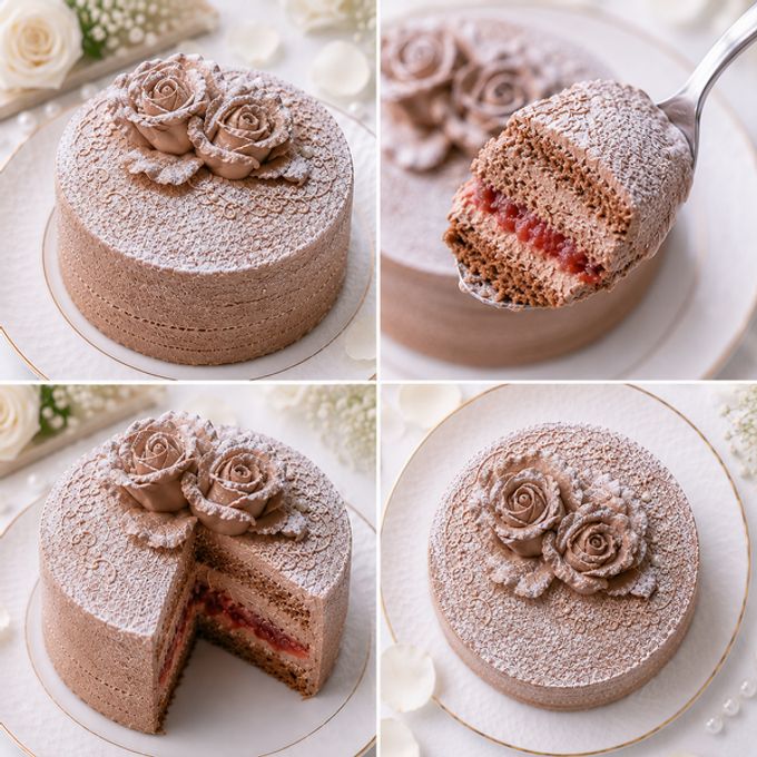 NEW バラのチョコ生クリーム苺4号（室温で半解凍していただくと、外はふんわり、中はひんやりとした食感をお楽しみいただけます）バースデーケーキ お誕生日ケーキ #ふわひん純生ローズ 1