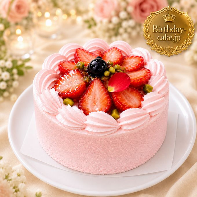 NEW ピンク色の純 生クリーム 苺 ケーキ 10号 半解凍でとろける（室温で半解凍していただくと、外はふんわり、中はひんやりとした食感をお楽しみいただけます）北海道純生クリーム・小麦粉 バースデーケーキ お誕生日ケーキ 1