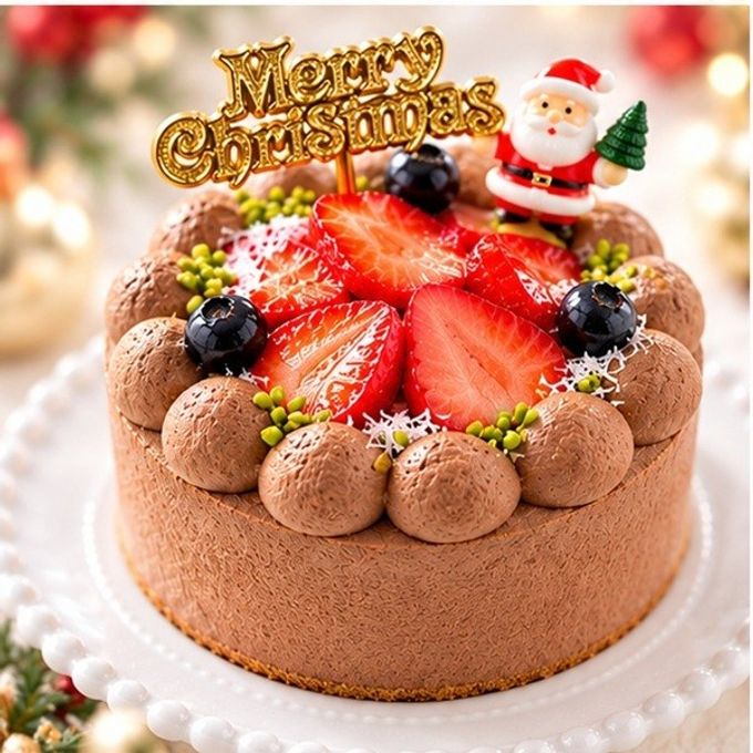 Xmas苺チョコレートケーキ3号 半解凍でとろける（室温で半解凍していただくと、外はふんわり、中はひんやりとした食感をお楽しみいただけます）北海道純生クリーム・小麦粉・バター100%使用  #ふわひん苺チョコ 当店のケーキがふるさと納税返礼品に採用 クリスマス2026 1