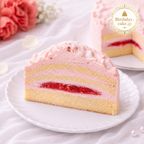 NEW バラのピンク色の純生クリーム苺4号（室温で半解凍していただくと、外はふんわり、中はひんやりとした食感をお楽しみいただけます）バースデーケーキ お誕生日ケーキ #ふわひん純生ローズ 2