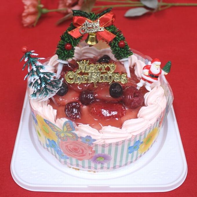 ストロベリー色の生クリーム苺デコ10号/苺2段サンド クリスマス2025 1