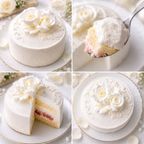 NEW バラの純生クリーム4号（室温で半解凍していただくと、外はふんわり、中はひんやりとした食感をお楽しみいただけます）バースデーケーキ お誕生日ケーキ #ふわひん純生ローズ 1