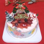 ストロベリー色の生クリーム苺デコ9号/苺2段サンド クリスマス2025 1