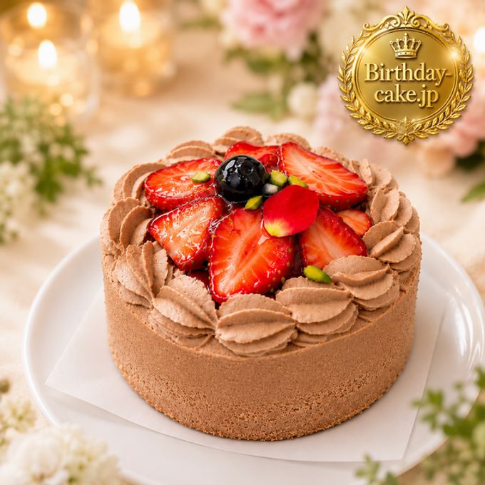 NEW 苺 チョコレートケーキ 10号 半解凍でとろける（室温で半解凍していただくと、外はふんわり、中はひんやりとした食感をお楽しみいただけます）濃厚クーベルチュールチョコ #ふわひん純生いちご 1