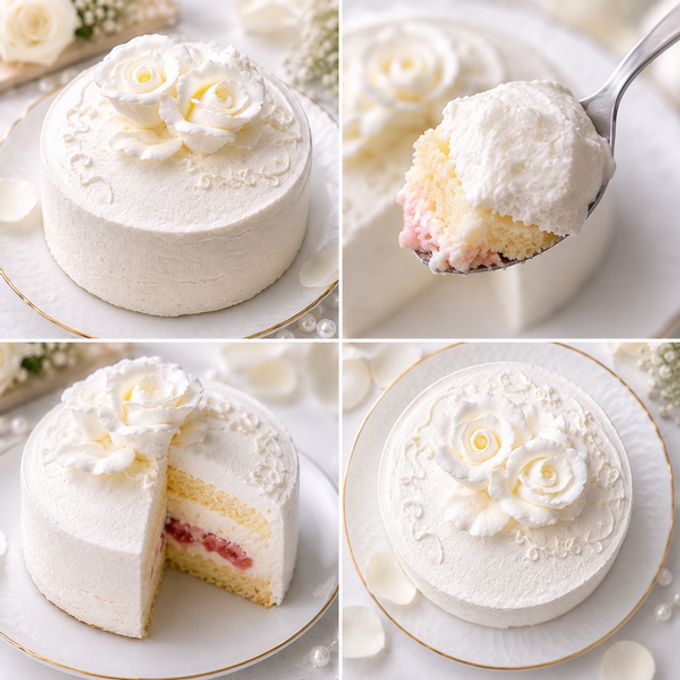 NEW バラの純生クリーム3号（室温で半解凍していただくと、外はふんわり、中はひんやりとした食感をお楽しみいただけます）バースデーケーキ お誕生日ケーキ #ふわひん純生ローズ 1