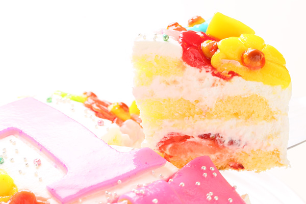 デコもり。Happy 1st birthdaycake 豆乳クリーム 3号 9cm 3