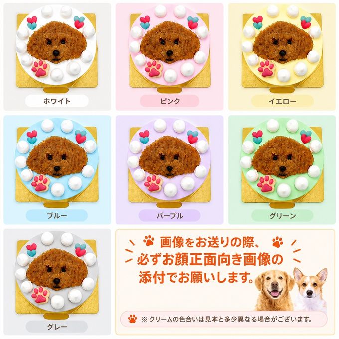  選べるクリーム お写真がそのままお顔に！わんこ立体顔ケーキ3号 9cm 2