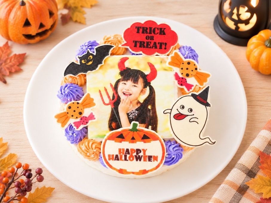 デコ盛りハロウィンフォトケーキ   6号 18cmハロウィン2026 1