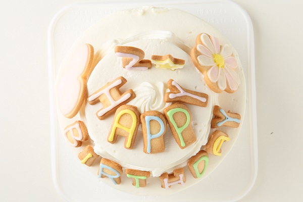 HAPPY BIRTHDAYアイシングクッキー付き ナンバーアイシングクッキーデコレーションケーキ 6号 18cm M 2