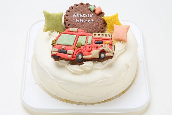 乗り物クッキーのデコレーションケーキ 生クリーム☆国産小麦粉と安心材料 6号 18cm 4
