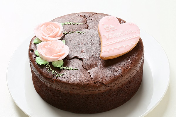 バレンタイン2020 バレンタイン限定 アイシングクッキー添え薔薇のガトーショコラ 4号 12cm 1
