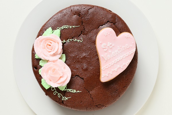 バレンタイン2020 バレンタイン限定 アイシングクッキー添え薔薇のガトーショコラ 6号 18cm 2