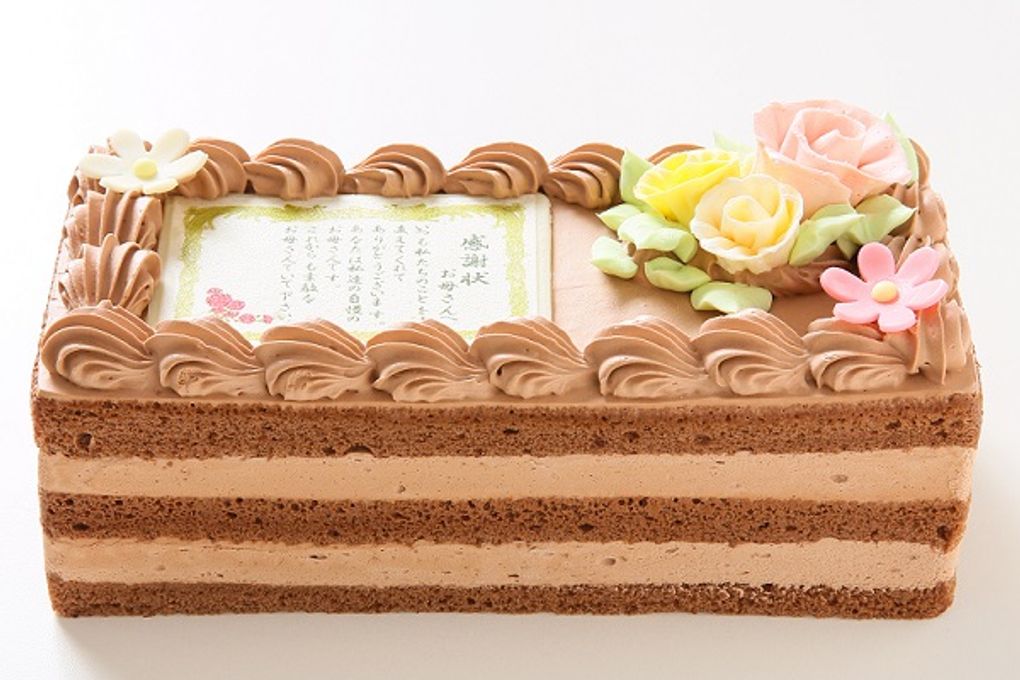 感謝状（メッセージ）生チョコケーキ  約18cmx約7.5cm 高さ約7cm   2