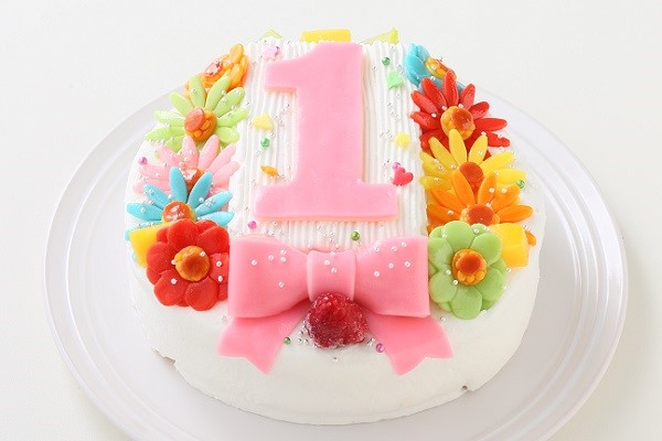 ヨーグルトクリーム デコもり。Happy 1st birthday cake 3号 9cm 1