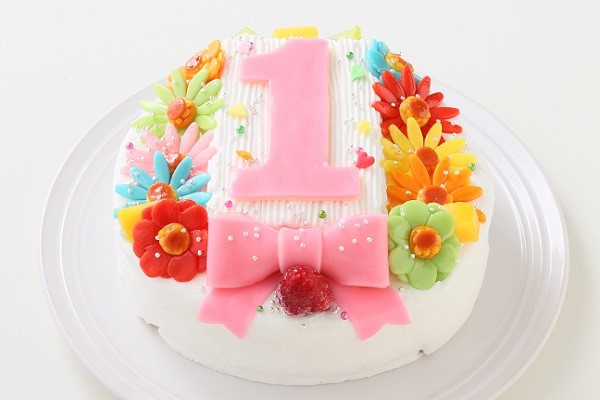 ヨーグルトクリーム デコもり。Happy 1st birthday cake  4号 12cm 1