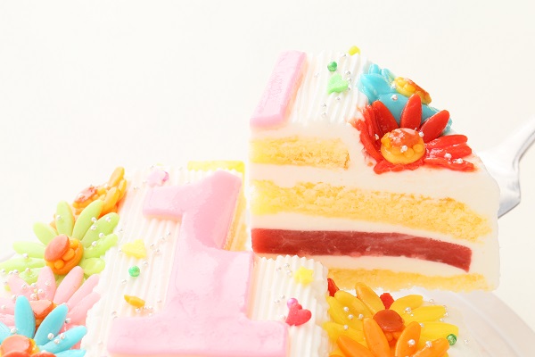 ヨーグルトクリーム デコもり。Happy 1st birthday cake  4号 12cm 3