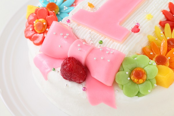 ヨーグルトクリーム デコもり。Happy 1st birthday cake  4号 12cm 8