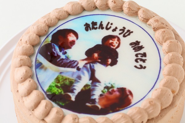 北海道産生クリームと鳳凰卵を使用した写真ケーキ チョコ 生 6号  18cm 6