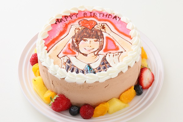 似顔絵デコレーションケーキ チョコ生クリーム 5号 15cm 2