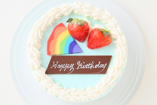 【店頭受取】水色クリームの6色レインボーケーキ 5台セット 3