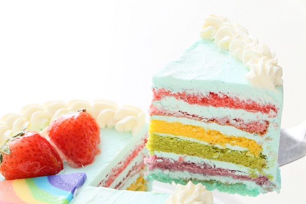 【店頭受取】水色クリームの6色レインボーケーキ 5台セット 4