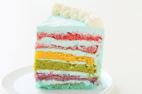 【店頭受取】水色クリームの6色レインボーケーキ 5台セット 5