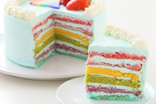 【店頭受取】水色クリームの6色レインボーケーキ 5台セット 6