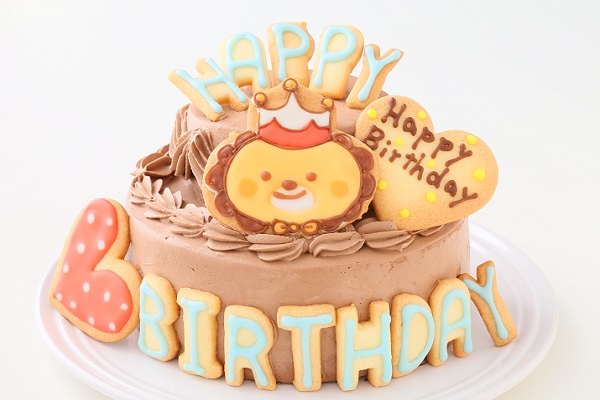 HAPPY BIRTHDAYアイシングクッキー付き イラストキャラクターデコレーションケーキ（チョコ生クリーム） 6号 18cm 2