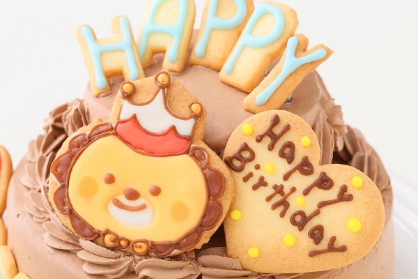 HAPPY BIRTHDAYアイシングクッキー付き イラストキャラクターデコレーションケーキ（チョコ生クリーム） 6号 18cm 10