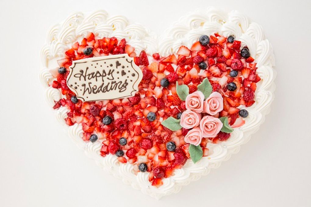 ハート型薔薇デコレーションケーキ 1段 35×55cm 2