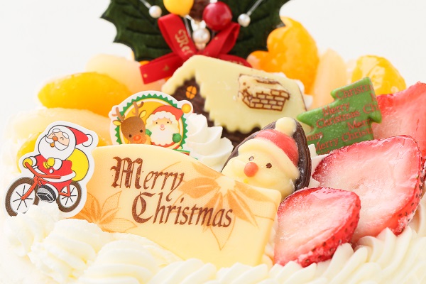 クリスマス2023 クリスマス☆苺生クリームデコレーションケーキ 8号 24cm 5
