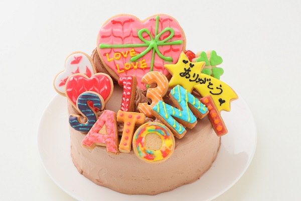 生チョコ苺ショート ラブリーアイシングクッキーケーキ 4号 12cm（お得なアイシングセットです） ギフトに最適 
