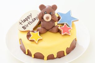 イエロードリップケーキ 人形付き 4号 12cm